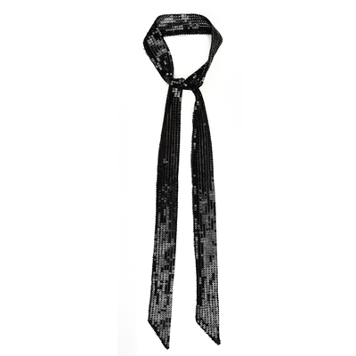 gleerainbow黑色光感珠片细领巾