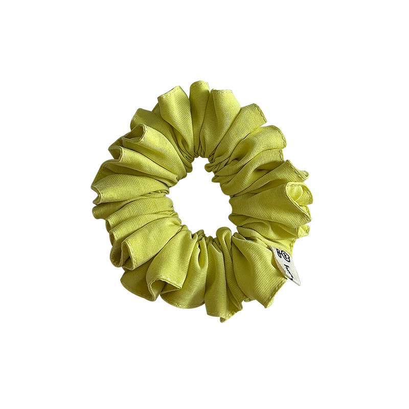 芥末黄~褶皱花边小肠发圈女设计感小号头绳高品质标签绑马尾发绳