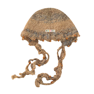 秋冬彩色毛绒针织帽子女手工毛线帽流苏花瓣保暖百搭包头帽绑带潮