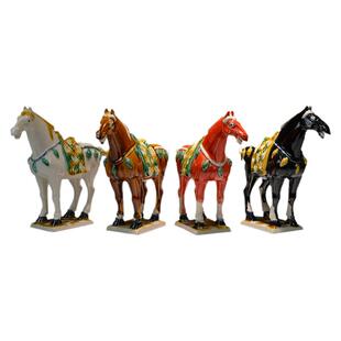 手工非遗出国便携文化商务礼品河南特产洛阳唐三彩迎宾马古典陶瓷