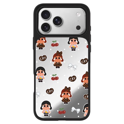 带镜子crybaby哭娃17promax手机壳MagSafe磁吸镜面16plus潮玩周边iPhone15保护套苹果14个性小众13Pro高档女