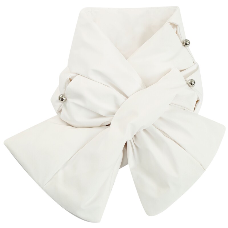 COMMEMOI白色方块羽绒围巾