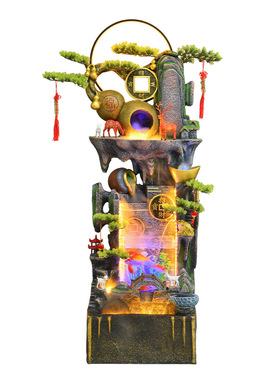 假山流水喷泉摆件风水轮鱼缸