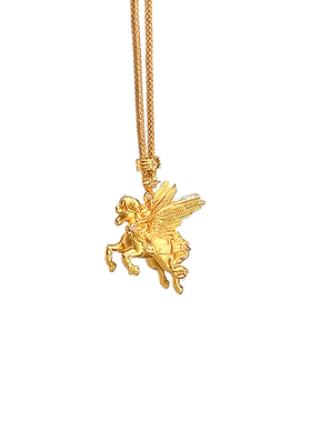 本命年18K金色镶钻飞马吊坠