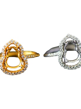 S925纯银戒指空托葫芦戒面镶嵌托