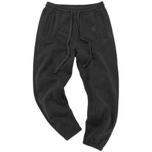 核爆炸秋冬季潮流保暖纯色百搭大码加厚束脚休闲长裤加绒男卫裤