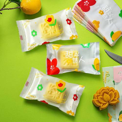 新款加厚绿豆糕包装袋带底托含透明30封盒克托50g袋子机绿豆冰糕