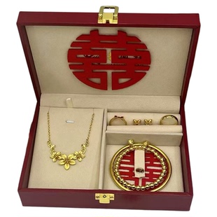 婚礼摆台订婚假五金婚庆首饰摆件结婚仿真三金三生花在逃公主套装