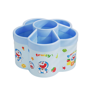 360度阶梯旋转笔筒大容量收纳盒小学生书桌笔桶桌面创意多功能笔盒儿童男孩款女孩放装笔的笔架送哆啦a梦贴纸