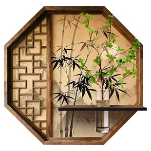 宋代美学茶室氛围布置挂画玄关走道背景墙壁灯画茶楼带绿植装饰画