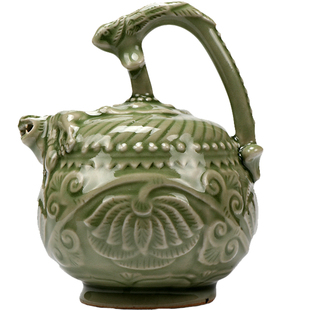 陕西历史博物馆文创耀州窑倒流壶瓷青釉提梁桌面摆件装饰伴手礼