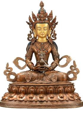 藏式红铜常寿佛桌面装饰摆件