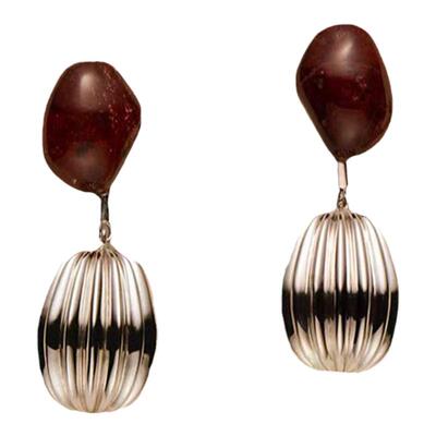 原创设计红玛瑙灯笼S925银针耳环