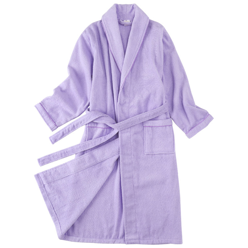 纯棉浴袍男女长袖全棉情侣毛巾料吸水成人睡袍秋冬少女中长款浴衣