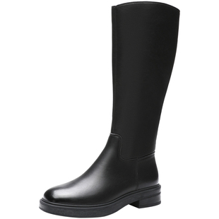 大东黑色高筒骑士靴女2025新款秋冬巨好看靴子显瘦长靴女士长筒靴