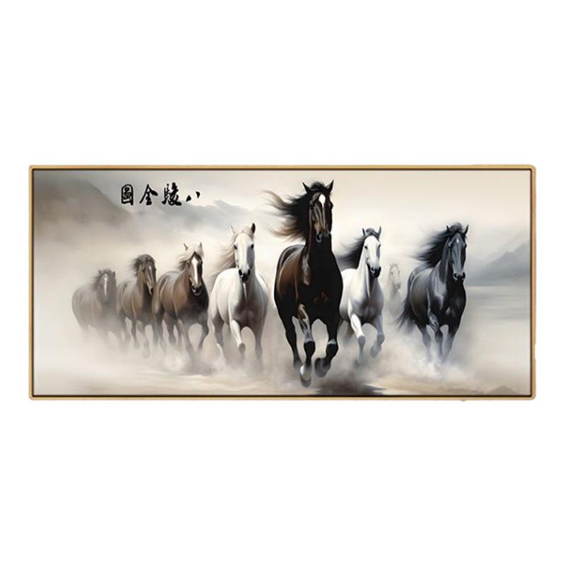 八骏图马到成功十字绣线绣2024新款满绣家用大气自己手工线绣画
