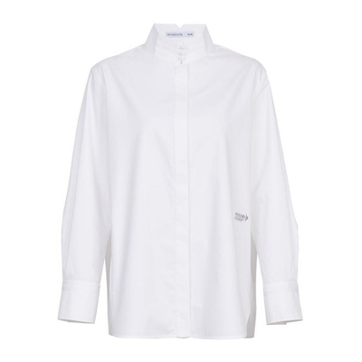 婉甸2025年冬季新品漂白中式长袖衬衫纯色立领女衬衣1244S01DM1