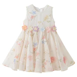 女童连衣裙夏装2026新款洋气女孩法式公主裙儿童度假风碎花背心裙