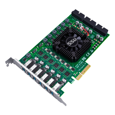SSU独立6通道12口USB3.0扩展卡转接卡工业相机视频采集PCI-E转19P