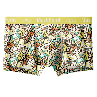 麦左男士内裤卡通四角纯棉裆平角裤运动男款男生印花透气夏季短裤