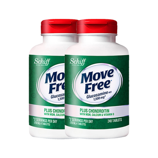2瓶*Schiff MoveFree高钙氨糖240粒维骨力软骨素加钙加D3养护关节