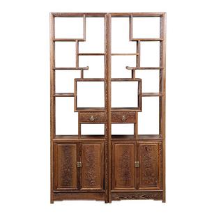 红木家具鸡翅木博古架 实木中式小多宝阁古玩架玄关柜隔断摆件架