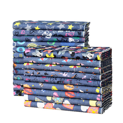 牛仔小碎花透气连衣裙子印花布料