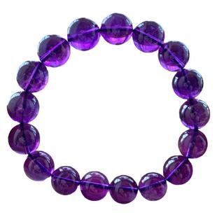 天然乌拉圭紫水晶手链紫晶深紫水晶单圈手串本命年情侣转运饰品女