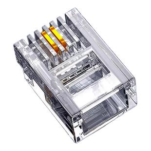 山泽电话线水晶头2芯4四电话传真座机连接线器6P2c/4c插接头4P4C