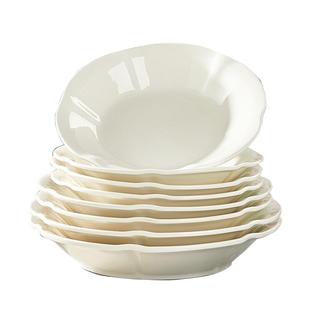 陶瓷花边形盘子菜盘家用加深口大号菜碗10英寸大碗盘深汤盘子套装