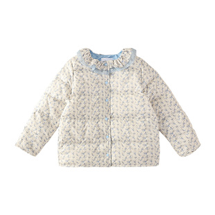 皇室童缘女童碎花羽绒服2025冬季新款儿童面包服中大童羽绒外套