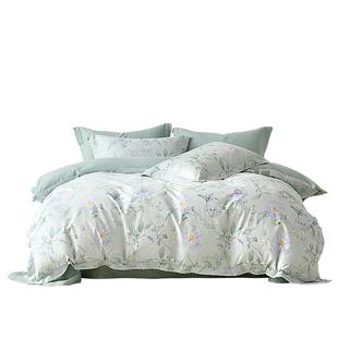 水星家纺全棉四件套裸睡纯棉印花套件家用床单被套床品