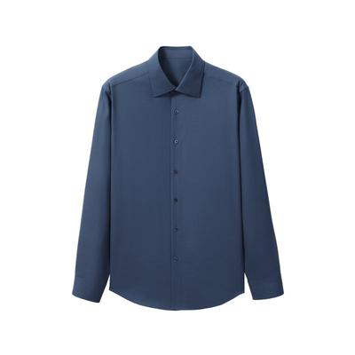 【50%可机洗羊毛】金利来秋冬男士衬衫纯色弹力易打理长袖衬衣男