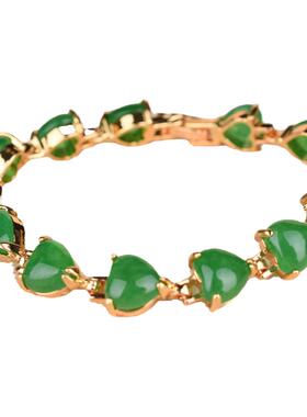 缅甸925银镶嵌祖母绿手串首饰品