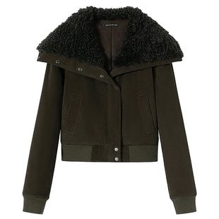 「于文文同款」DIONYS*大翻领短款收腰灯芯绒棉服外套修身夹克