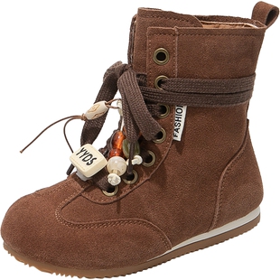 女童鞋子儿童公主马丁短靴子2025新款秋冬季德训女孩大童加绒软底