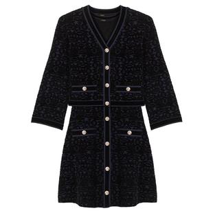 Maje秋冬女装高知风穿搭时尚简约长袖收腰短款针织连衣裙两件套