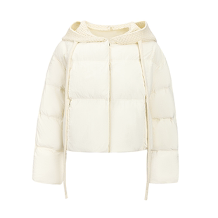 SourceWithU 冬日绒桃 2色针织连帽90白鸭绒面包羽绒服长短款外套