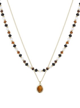 美拉德风双层叠戴串珠项链女配饰