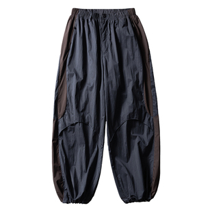 马切达秋季撞色男款休闲工装裤宽松直筒束脚运动长裤美式潮牌裤子