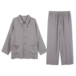 棉26新款春夏季双层棉布复古盘扣男士睡衣家居服套装朵朵可可