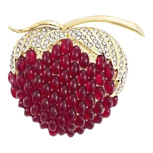 红色艳丽石榴胸针合金玻璃配件水果别针服装大气固定配饰夸张胸花