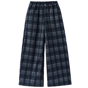 女童加绒裤子秋冬装新款儿童加厚直筒裤冬季初中生女孩休闲阔腿裤