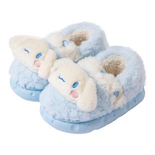 三丽鸥儿童包跟棉拖鞋冬季女童宝宝小孩家居室内防滑毛绒保暖亲子