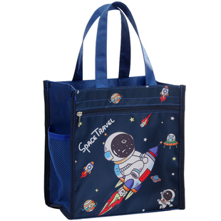 可爱卡通防水小学生帆布饭盒袋子儿童便携午餐带饭便当大手提拎包