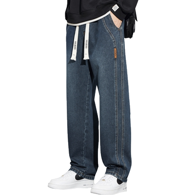 罗蒙男士宽松直筒加绒牛仔裤2023