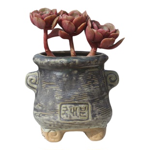 多肉陶瓷花盆复古做旧小老桩粗陶小花盆控型透气法师盆陶土盆