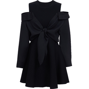 Vero Moda奥莱连衣裙女2026春新款含莱赛尔打结露肩拼接短裙百搭