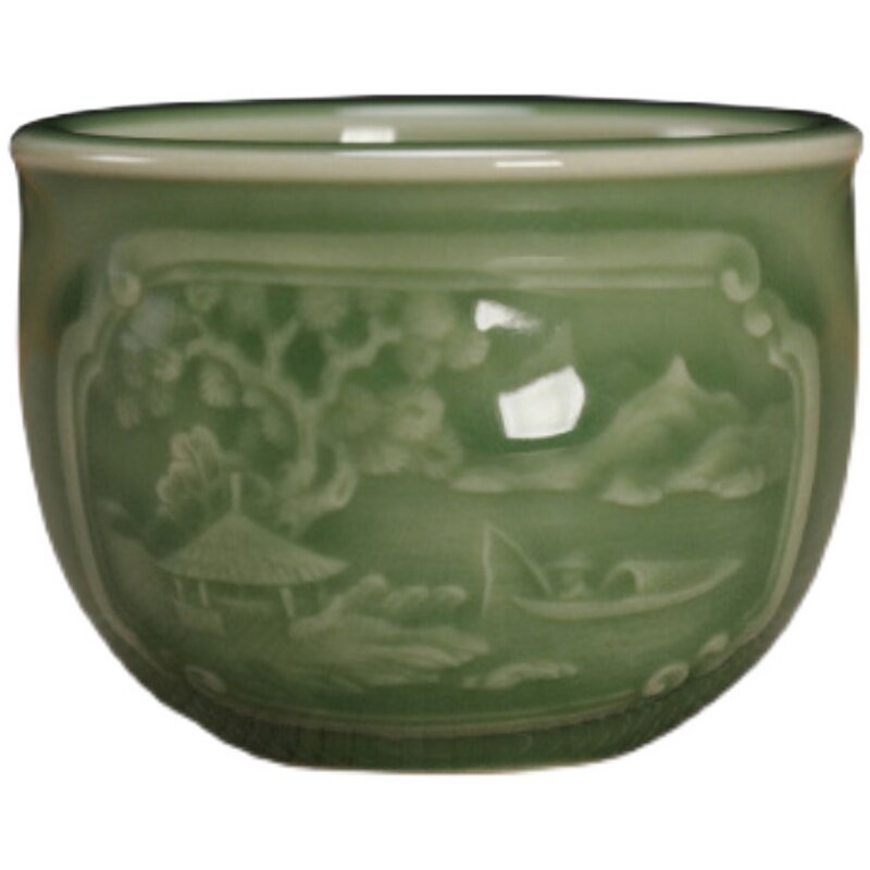 龙泉青瓷弟窑梅子青吴国华茶杯