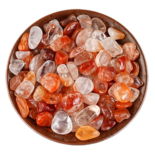 天然红兔毛水晶碎石摆件维纳斯发晶消磁供曼扎宝石鱼缸造景石头